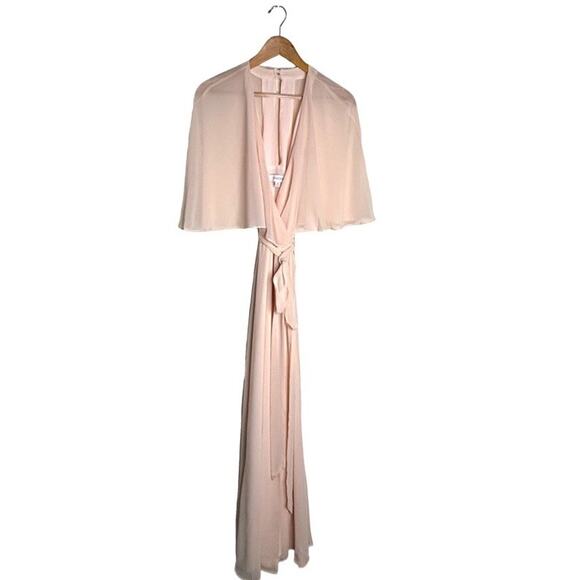 Modcloth Gown Blush Pink Chiffon Size Medium Wrap Dress Queen of Eden Maxi NEW - Picture 15 of 15